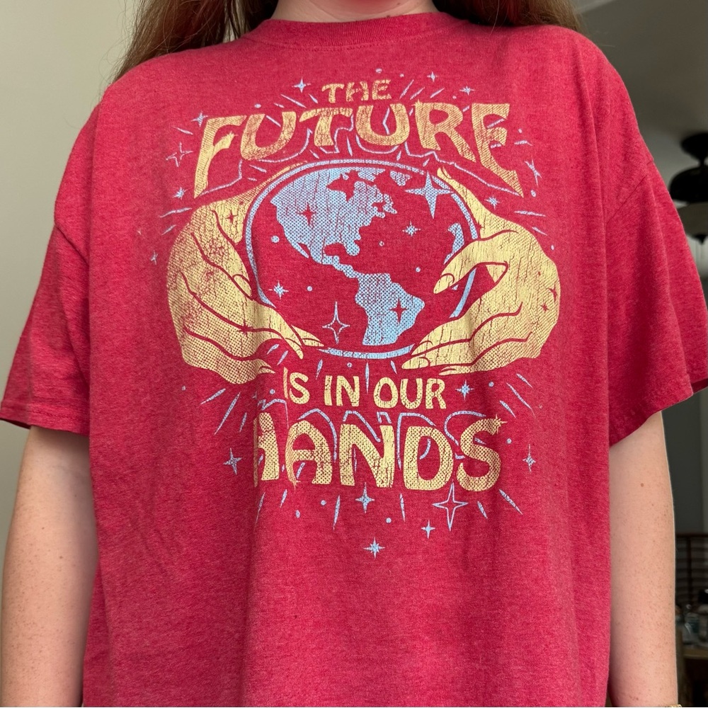Men’s Walmart DOM Graphic Tee The World Is in Our Hands Red T-Shirt